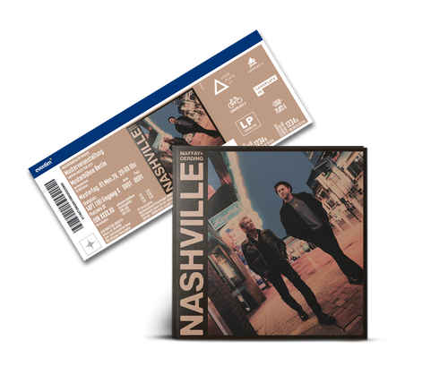 Musik-CD mit Albumcover und Tourticket für Nashville-Tour