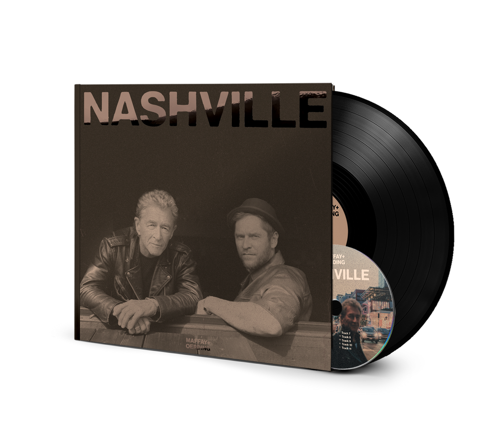 Nashville hardcover music book with CD and vinyl record, dark cover with two men