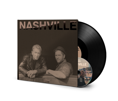 Nashville hardcover music book with CD and vinyl record, dark cover with two men