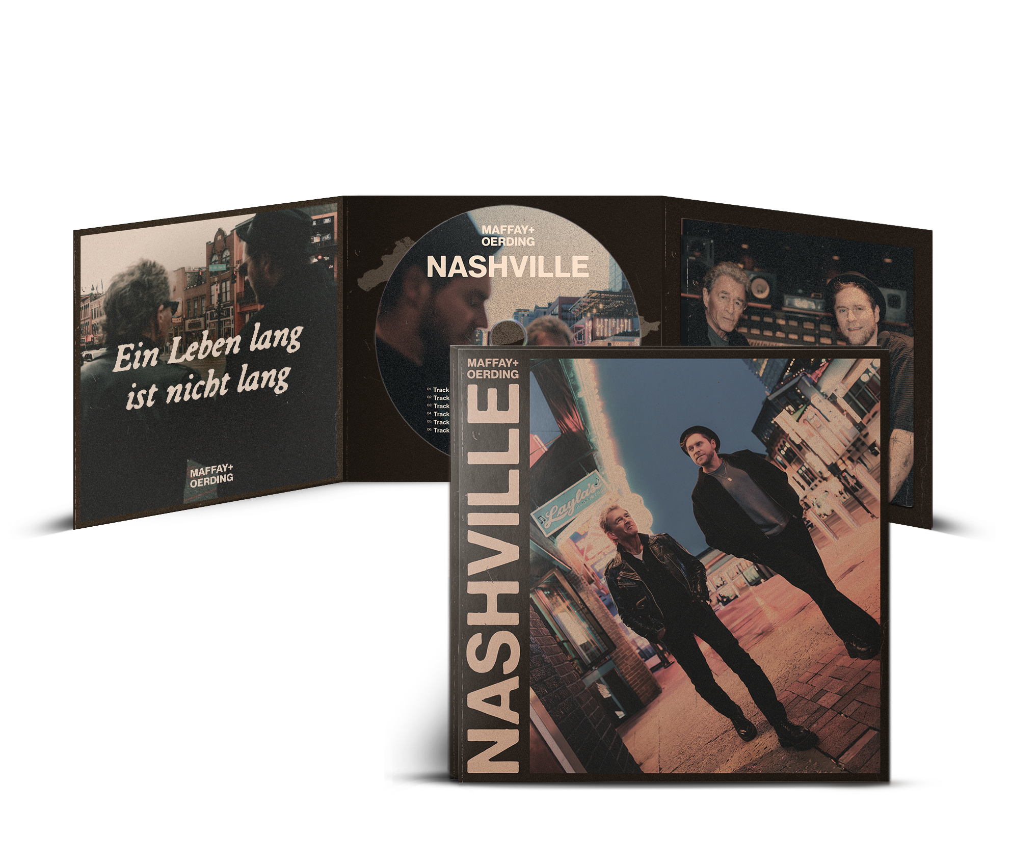 Nashville CD jewel case with artwork featuring a performer portrait and skyline